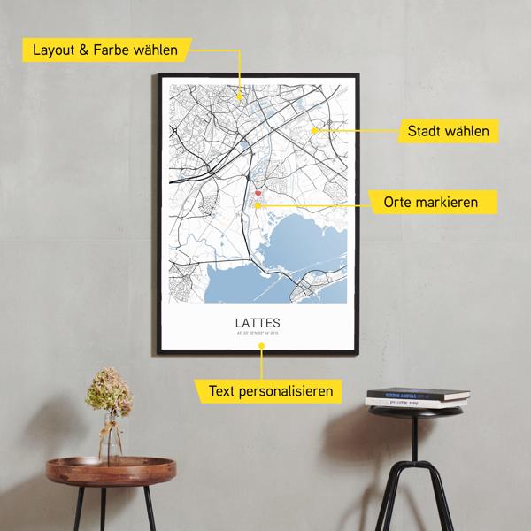 Stadtkarte von Lattes erstellt auf Cartida