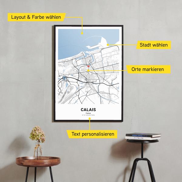 Stadtkarte von Calais erstellt auf Cartida