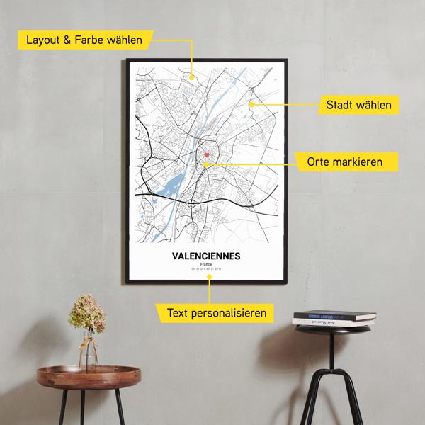 Stadtkarte von Valenciennes erstellt auf Cartida