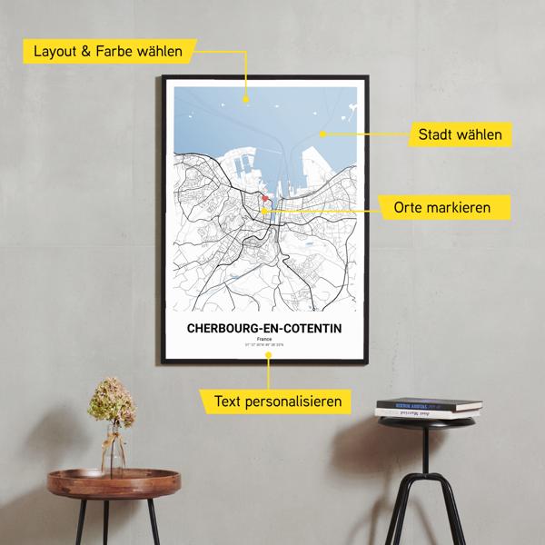 Stadtkarte von Cherbourg-en-Cotentin erstellt auf Cartida