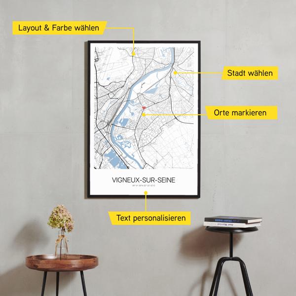 Stadtkarte von Vigneux-sur-Seine erstellt auf Cartida