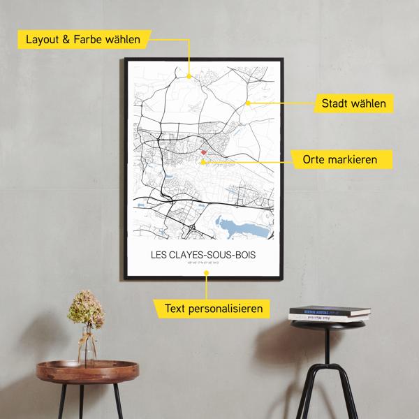 Stadtkarte von Les Clayes-sous-Bois erstellt auf Cartida