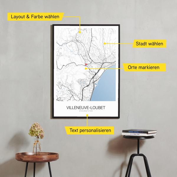 Stadtkarte von Villeneuve-Loubet erstellt auf Cartida