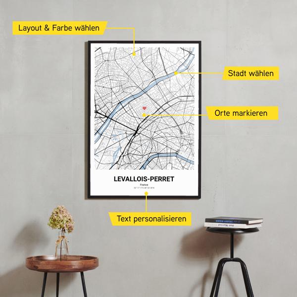 Stadtkarte von Levallois-Perret erstellt auf Cartida