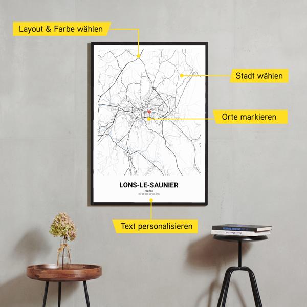 Stadtkarte von Lons-le-Saunier erstellt auf Cartida