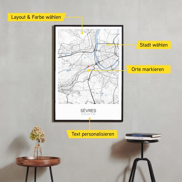 Stadtkarte von Sèvres erstellt auf Cartida