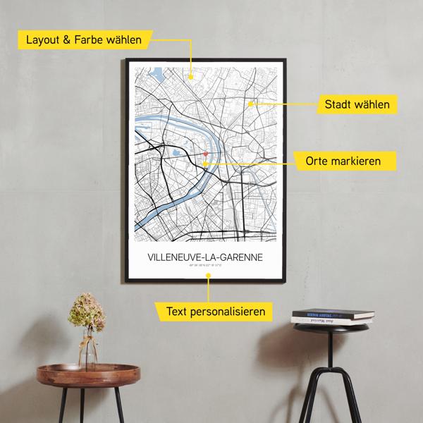 Stadtkarte von Villeneuve-la-Garenne erstellt auf Cartida