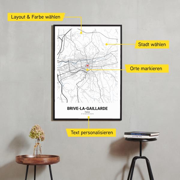 Stadtkarte von Brive-la-Gaillarde erstellt auf Cartida