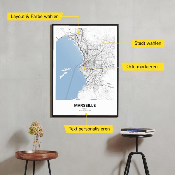 Stadtkarte von Marseille erstellt auf Cartida