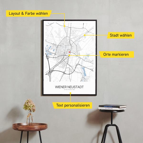 Stadtkarte von Wiener Neustadt erstellt auf Cartida