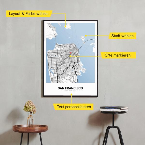 Stadtkarte von San Francisco erstellt auf Cartida