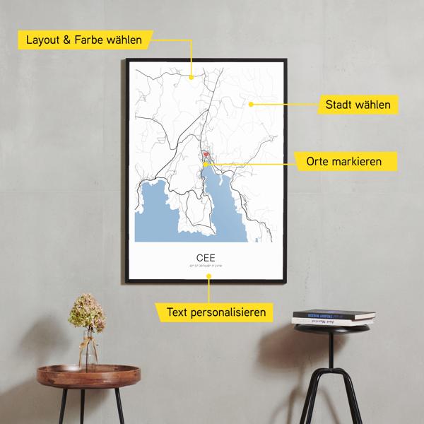 Stadtkarte von Cee erstellt auf Cartida