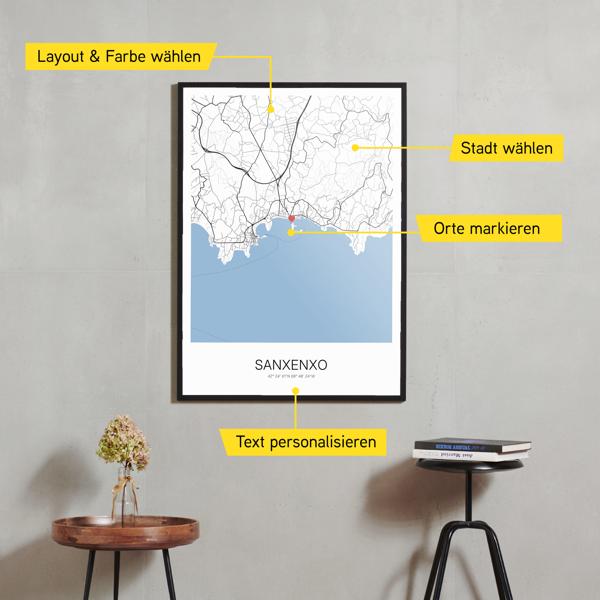 Stadtkarte von Sanxenxo erstellt auf Cartida