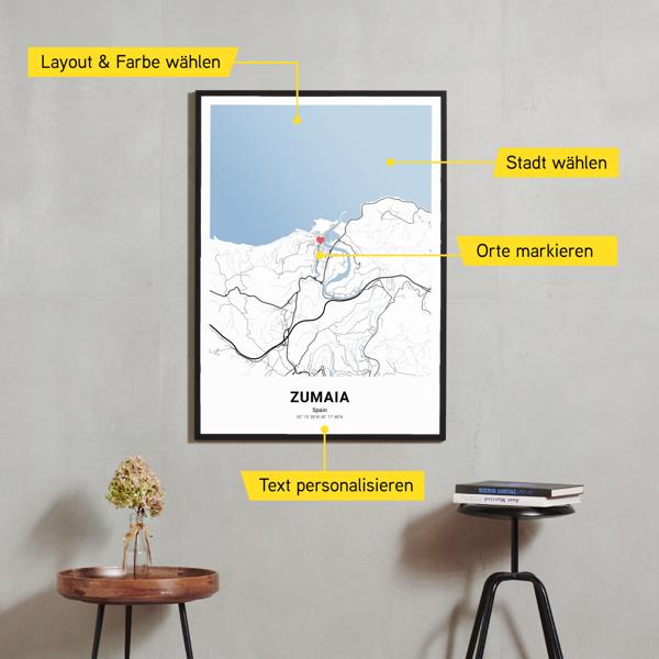 Stadtkarte von Zumaia erstellt auf Cartida