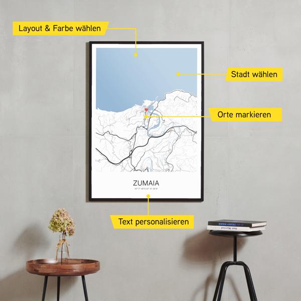 Stadtkarte von Zumaia erstellt auf Cartida