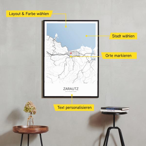 Stadtkarte von Zarautz erstellt auf Cartida