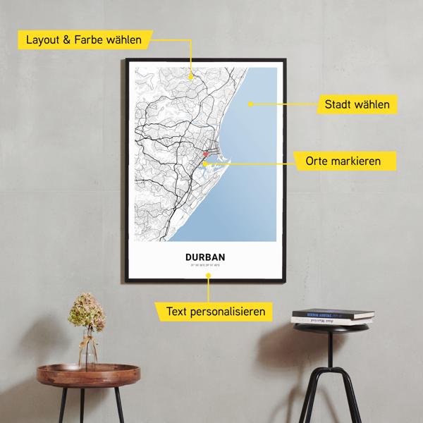 Stadtkarte von Durban erstellt auf Cartida