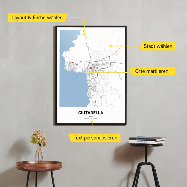 Stadtkarte von Ciutadella erstellt auf Cartida