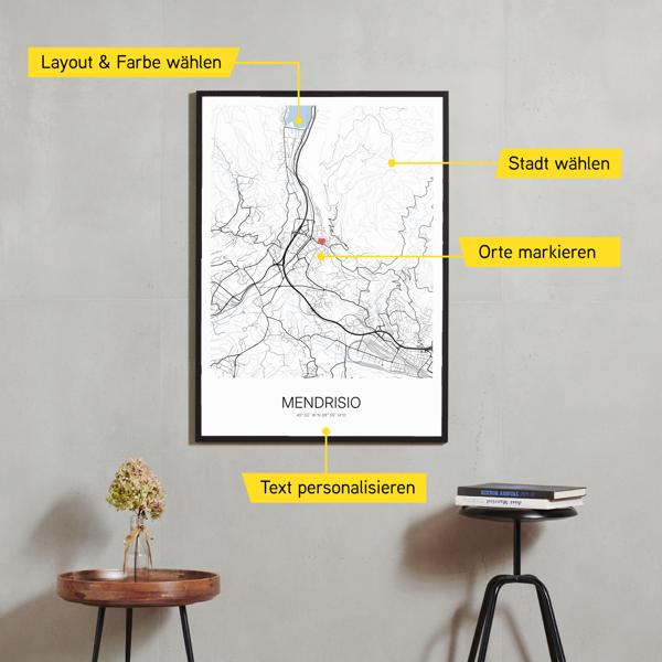 Stadtkarte von Mendrisio erstellt auf Cartida