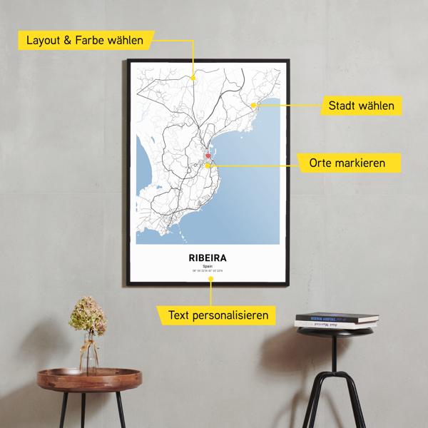 Stadtkarte von Ribeira erstellt auf Cartida