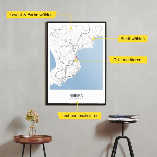 Stadtkarte von Ribeira erstellt auf Cartida