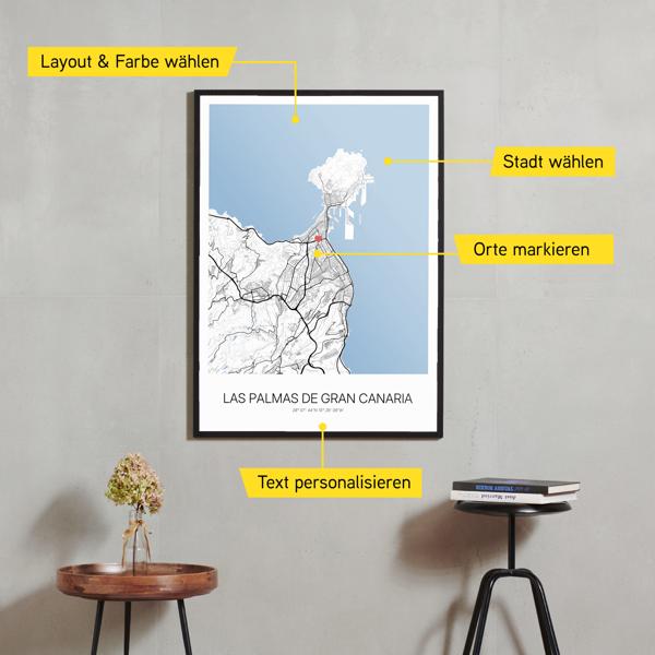 Stadtkarte von Las Palmas de Gran Canaria erstellt auf Cartida