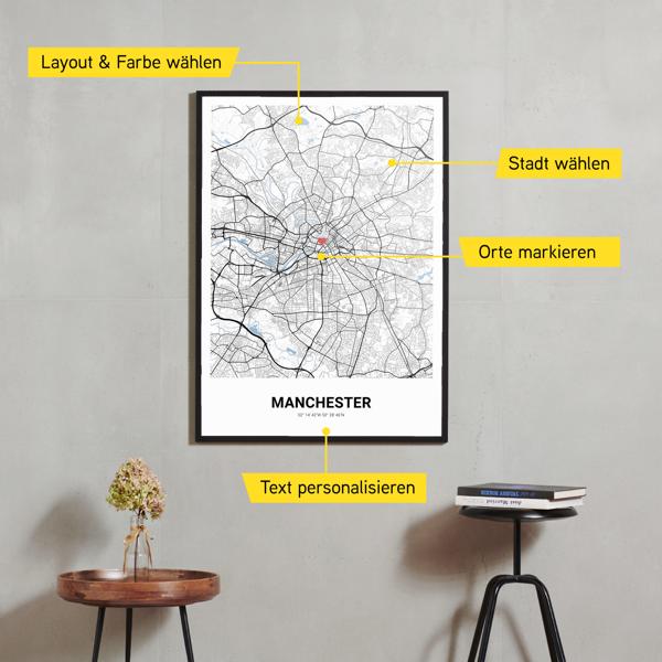 Stadtkarte von Manchester erstellt auf Cartida