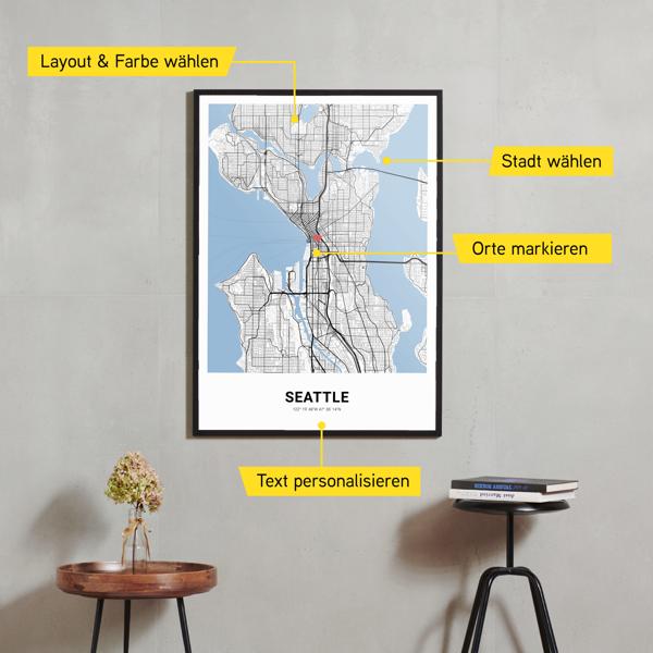 Stadtkarte von Seattle erstellt auf Cartida