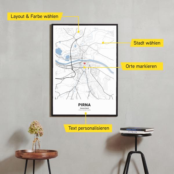Stadtkarte von Pirna erstellt auf Cartida