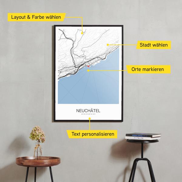 Stadtkarte von Neuchâtel erstellt auf Cartida