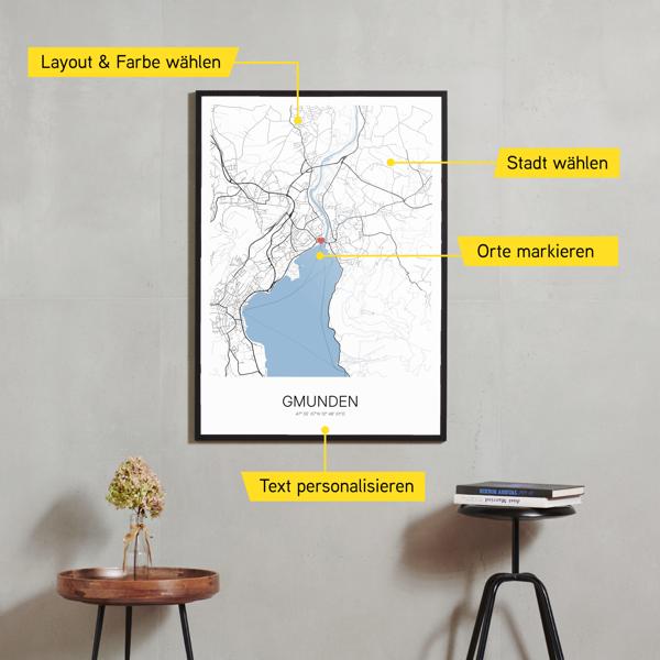 Stadtkarte von Gmunden erstellt auf Cartida