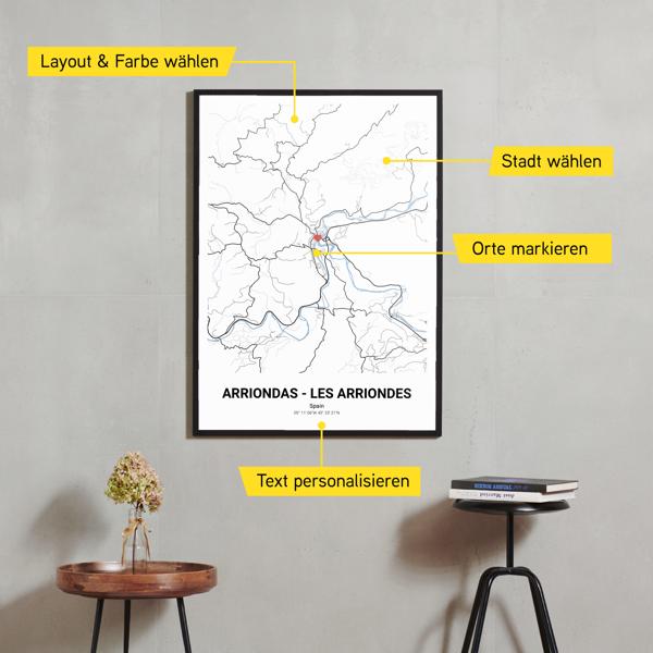 Stadtkarte von Arriondas - Les Arriondes erstellt auf Cartida