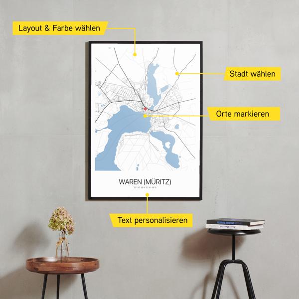 Stadtkarte von Waren (Müritz) erstellt auf Cartida