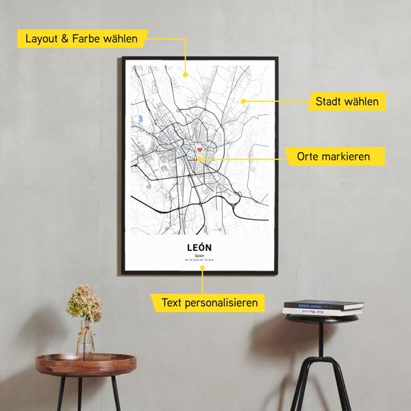 Stadtkarte von León erstellt auf Cartida