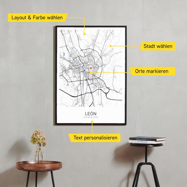 Stadtkarte von León erstellt auf Cartida