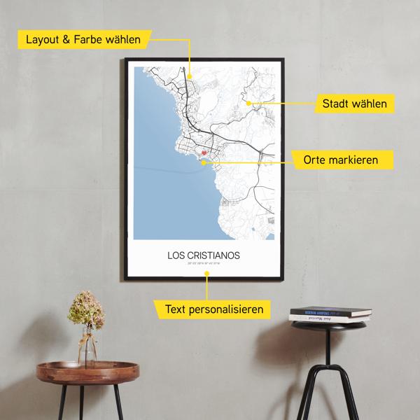 Stadtkarte von Los Cristianos erstellt auf Cartida