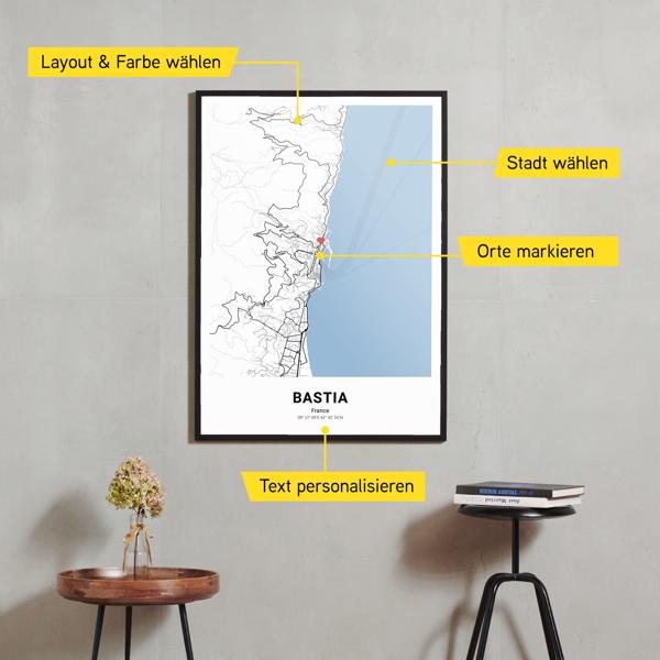 Stadtkarte von Bastia erstellt auf Cartida