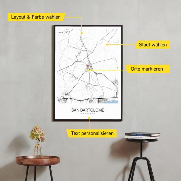 Stadtkarte von San Bartolomé erstellt auf Cartida