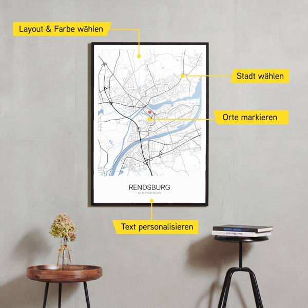 Stadtkarte von Rendsburg erstellt auf Cartida