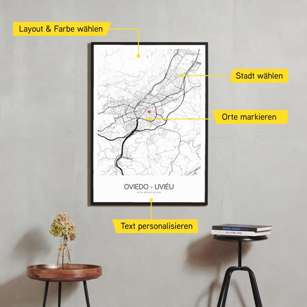 Stadtkarte von Oviedo - Uviéu erstellt auf Cartida