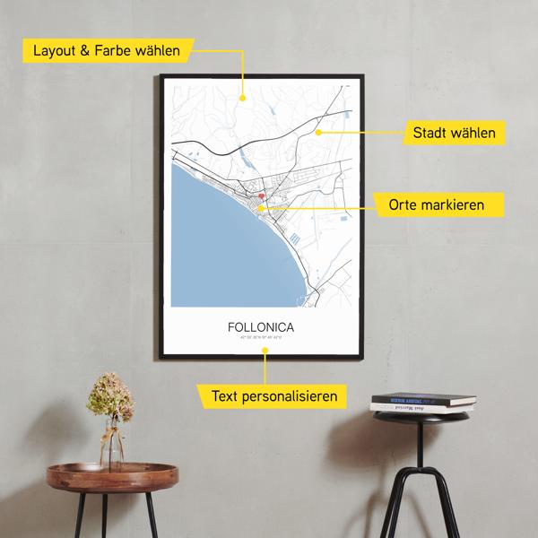 Stadtkarte von Follonica erstellt auf Cartida