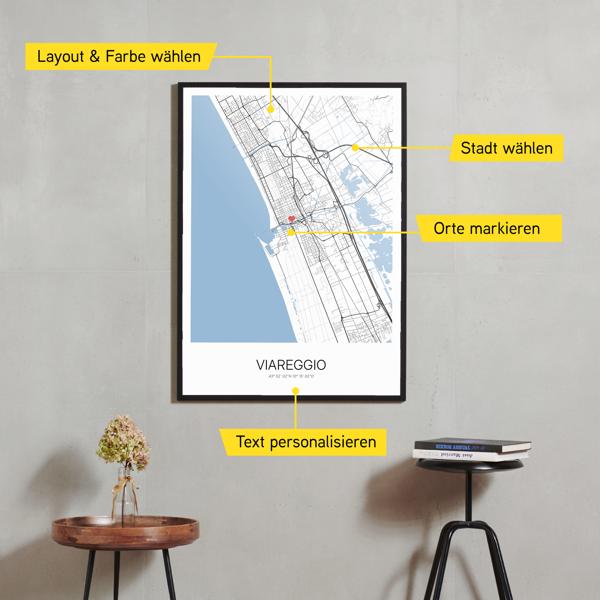 Stadtkarte von Viareggio erstellt auf Cartida