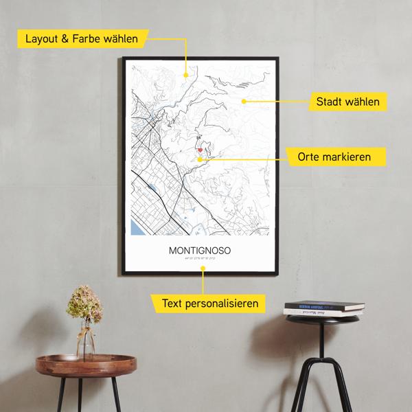 Stadtkarte von Montignoso erstellt auf Cartida