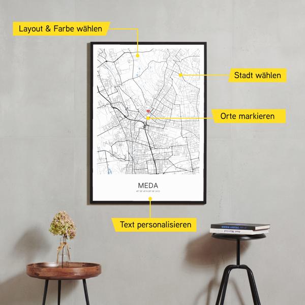 Stadtkarte von Meda erstellt auf Cartida