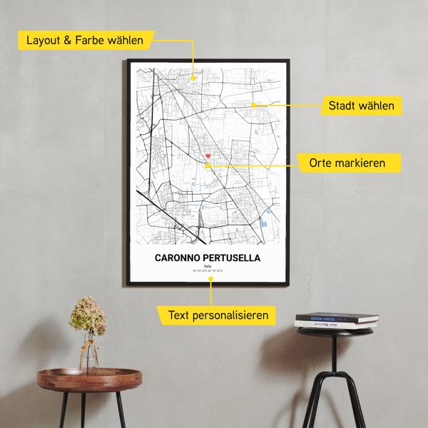 Stadtkarte von Caronno Pertusella erstellt auf Cartida