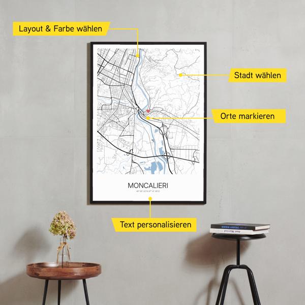 Stadtkarte von Moncalieri erstellt auf Cartida
