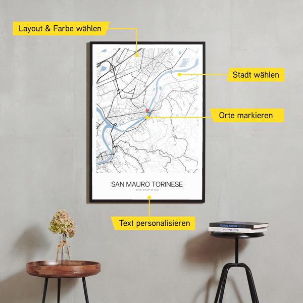 Stadtkarte von San Mauro Torinese erstellt auf Cartida