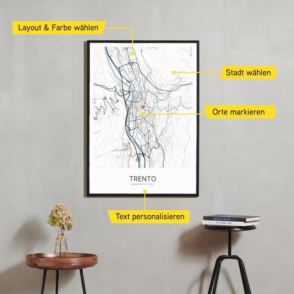 Stadtkarte von Trento erstellt auf Cartida