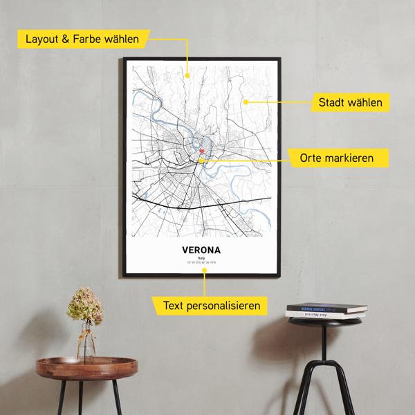 Stadtkarte von Verona erstellt auf Cartida