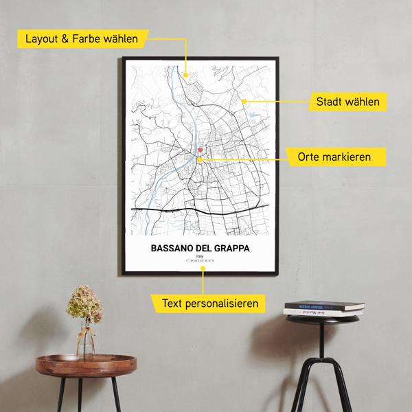 Stadtkarte von Bassano del Grappa erstellt auf Cartida